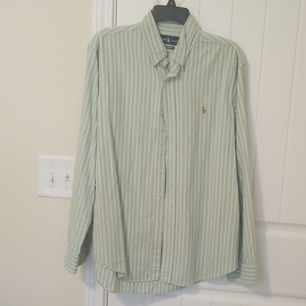 Ralph Lauren light green and whit pinstripe